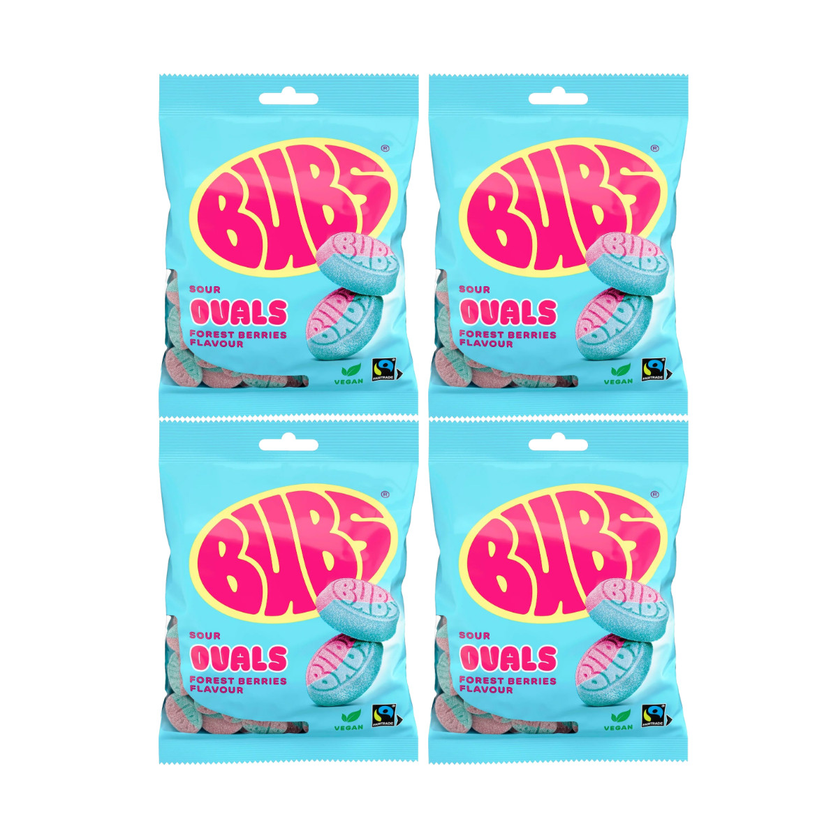 4-pack Bubs Goody Raspberry Blueberry 90g Swedish Candy Chewy Berry Sweets Bag