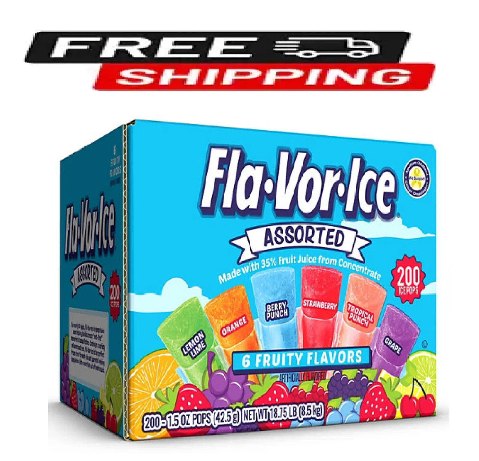 Fla-Vor-Ice Giant Pops, 1.5 oz., 200 pk.