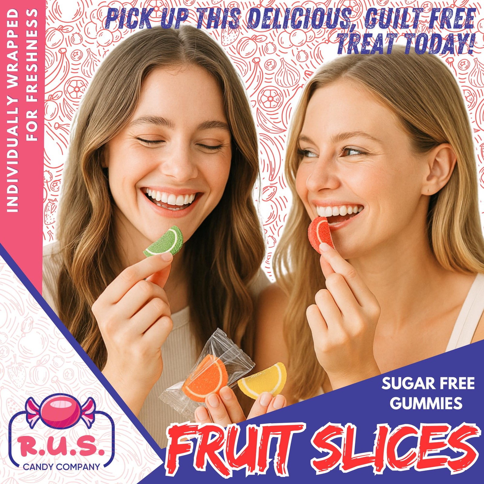 RUS Candy Company SugarFree Fruit Slices – 2 Lbs Bulk Bag | Classic Jelly Fru…