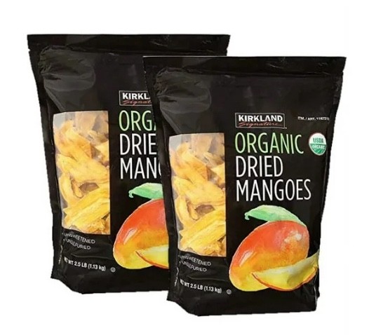 2 Packs Kirkland Signature Organic Dried Mangoes 40 OZ Each Pack Total 5 lbs
