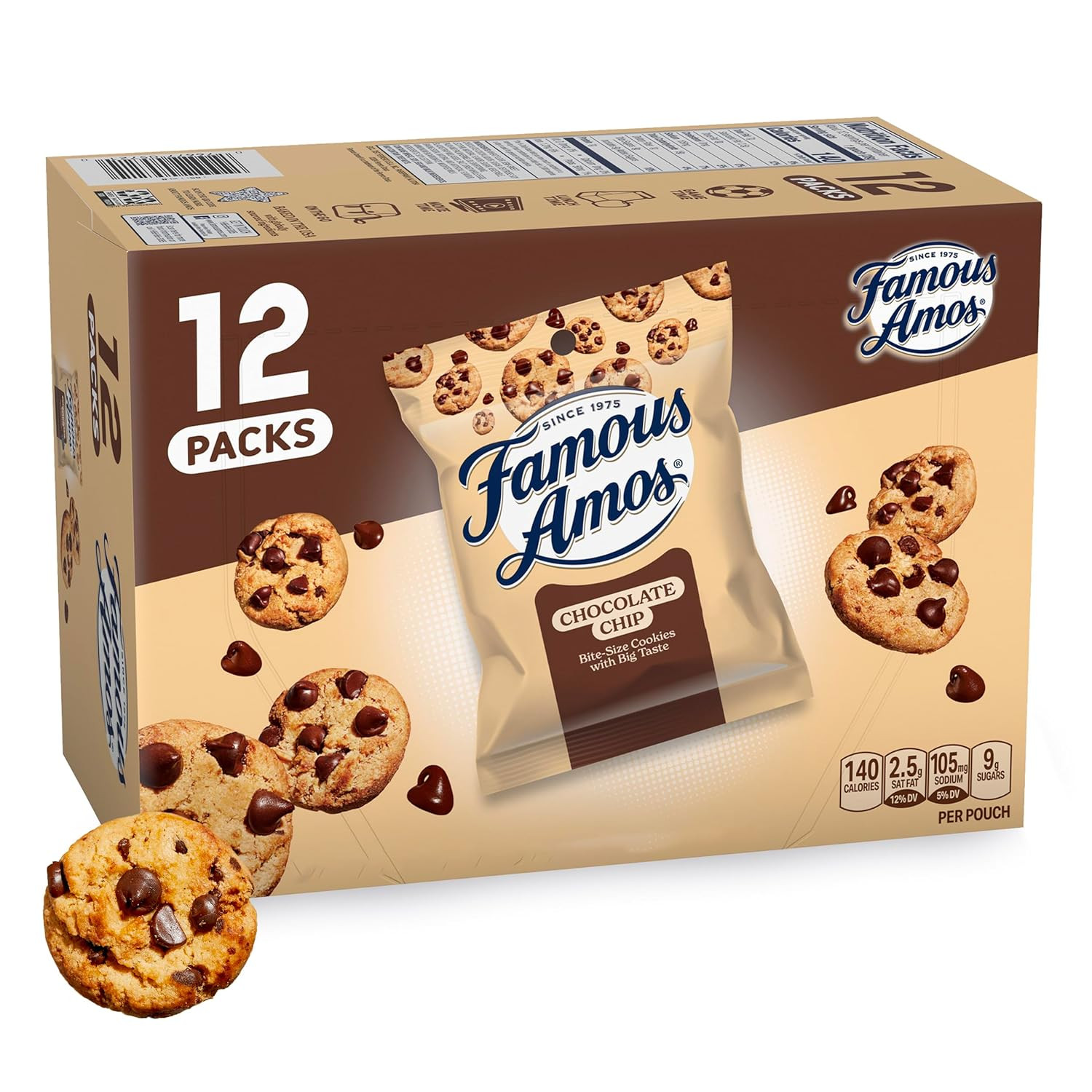 Classic Chocolate Chip Cookies, Bite-Size Cookies, Sweet Treats, 12 Pack Box, 12
