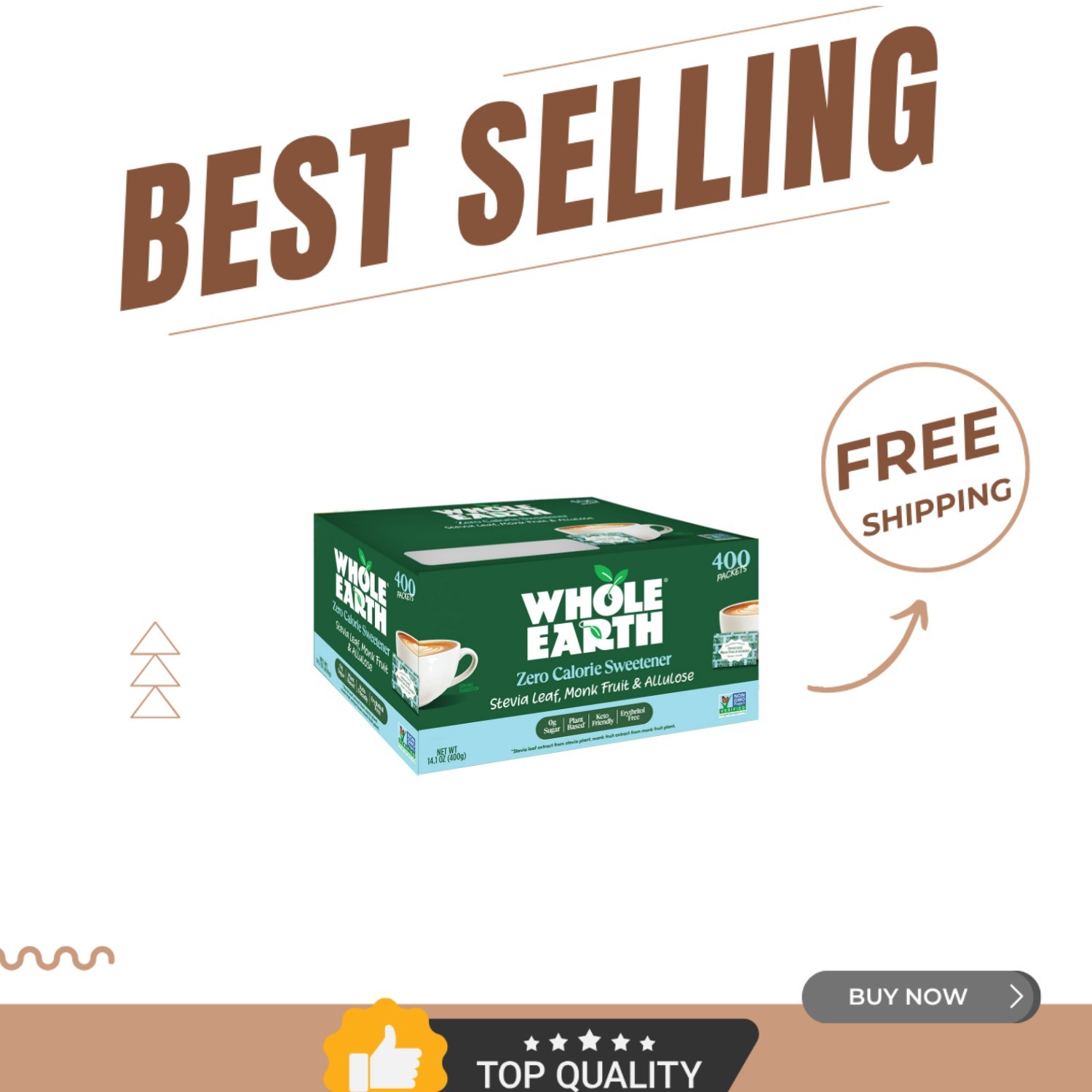 Versatile Zero Calorie Sweetener Packets – Perfect for Keto Diets, 400 Count