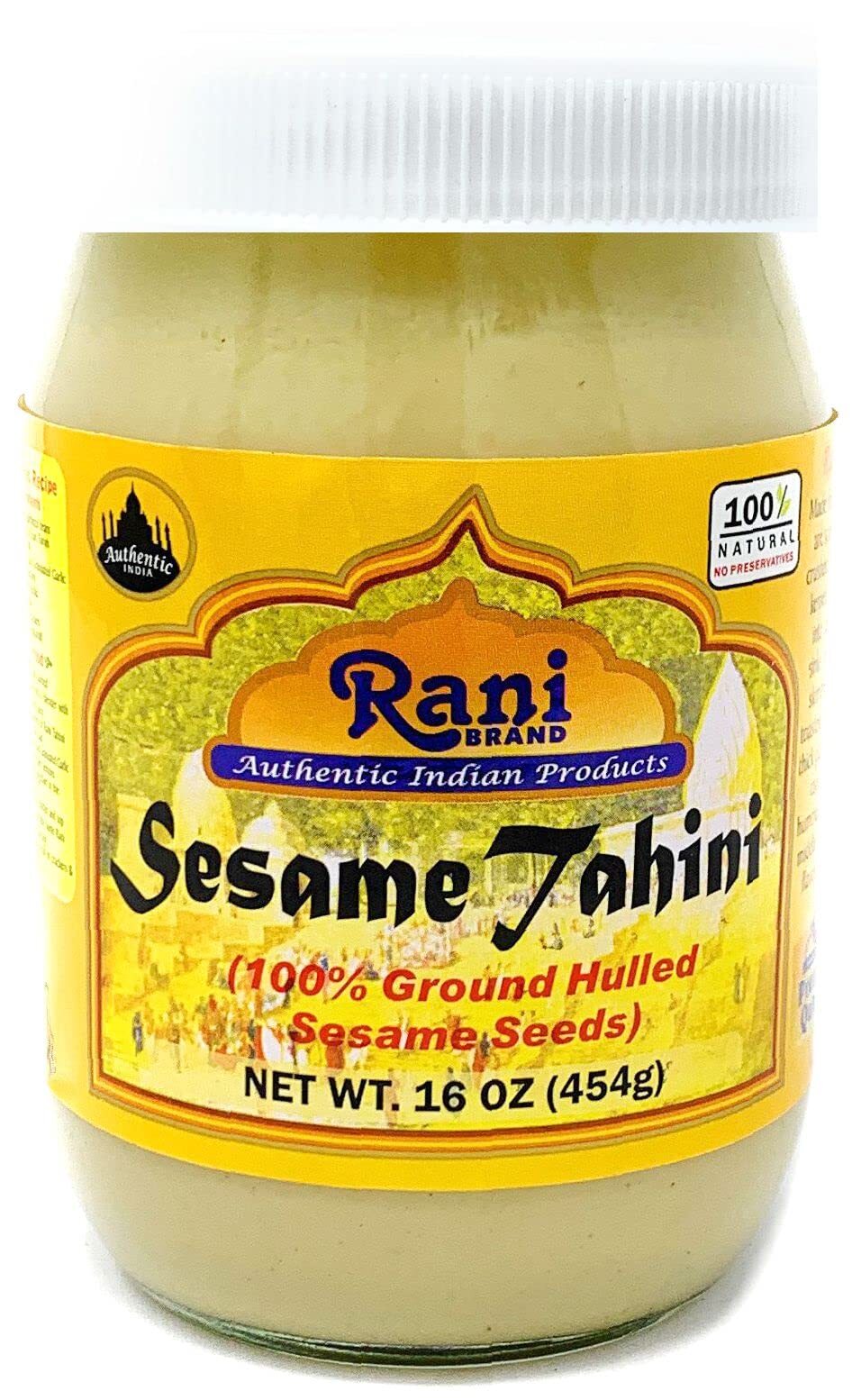 Rani Sesame Tahini (Sesame Butter) 16oz (1lb) 454g, Pack of 12, Glass Jar