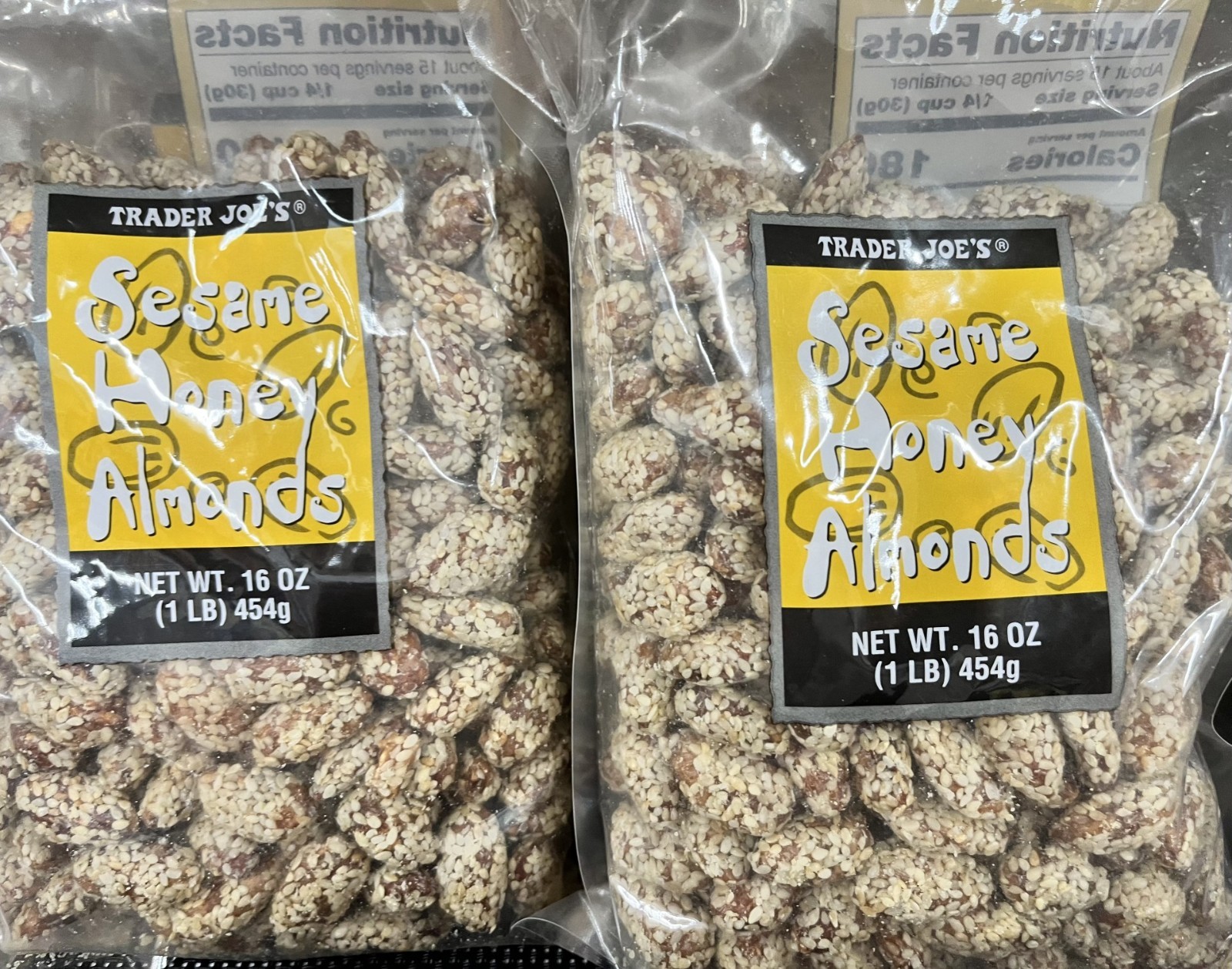 2 Packs Trader Joe’s Sesame Honey Almonds 16 Oz Each 2 Lb Total