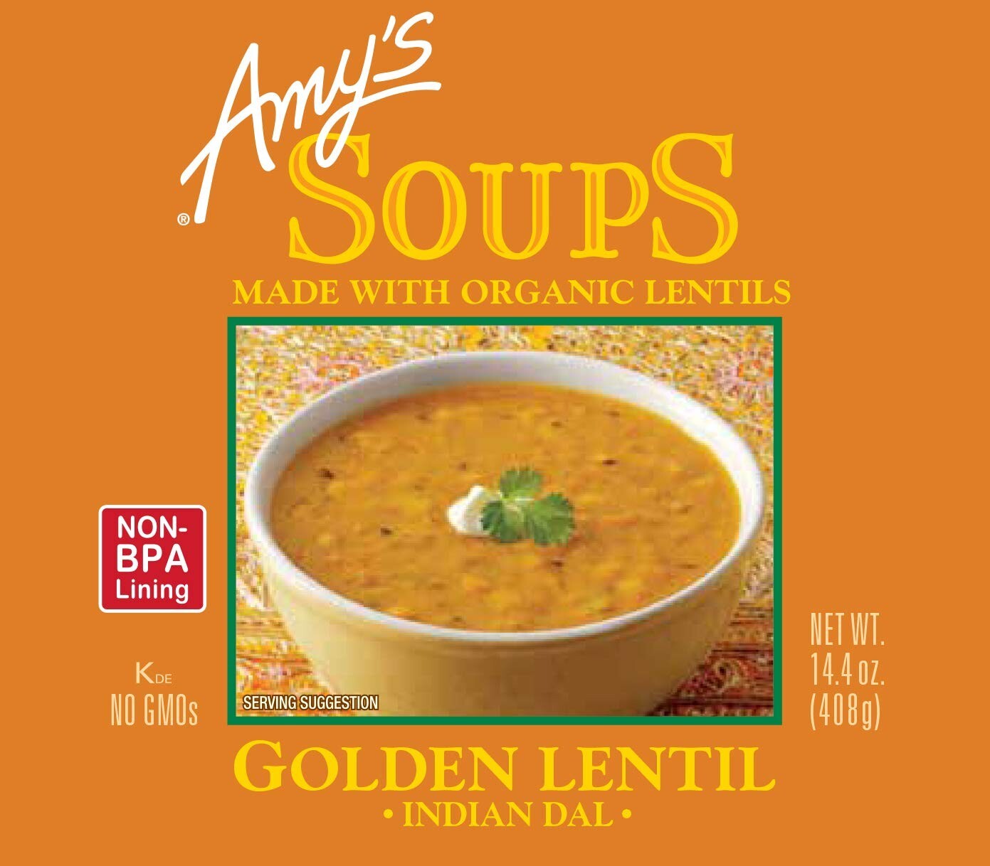 Amy’s Organic Golden Lentil Soup 14.4 oz ( Pack of 6 )