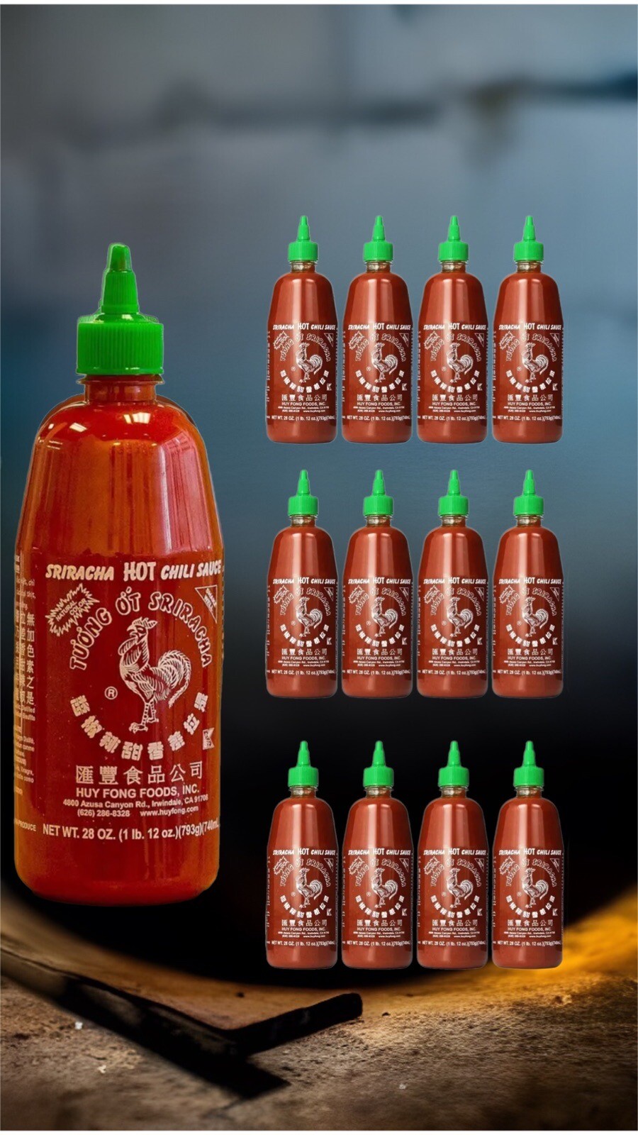 Huy Fong Sriracha Hot Chili Sauce ( Pack of 12 ) 28 oz ~ US SELLER Exp Aug/2025