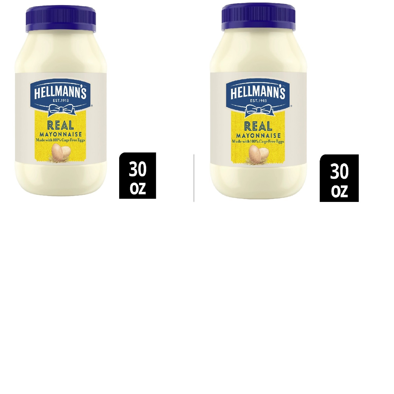 Hellman’s Real Mayo Mayonnaise, Made With Cage Free Eggs, 30oz Pack of 2