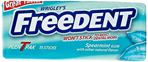Wrigley’s Freedent Gum Plen T Packs, Spearmint, 15 ct