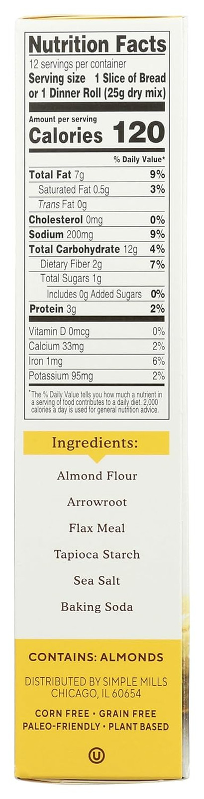 Simple Mills Almond Flour Baking Mix, Artisan Bread Mix – Gluten Free, Plant Bas