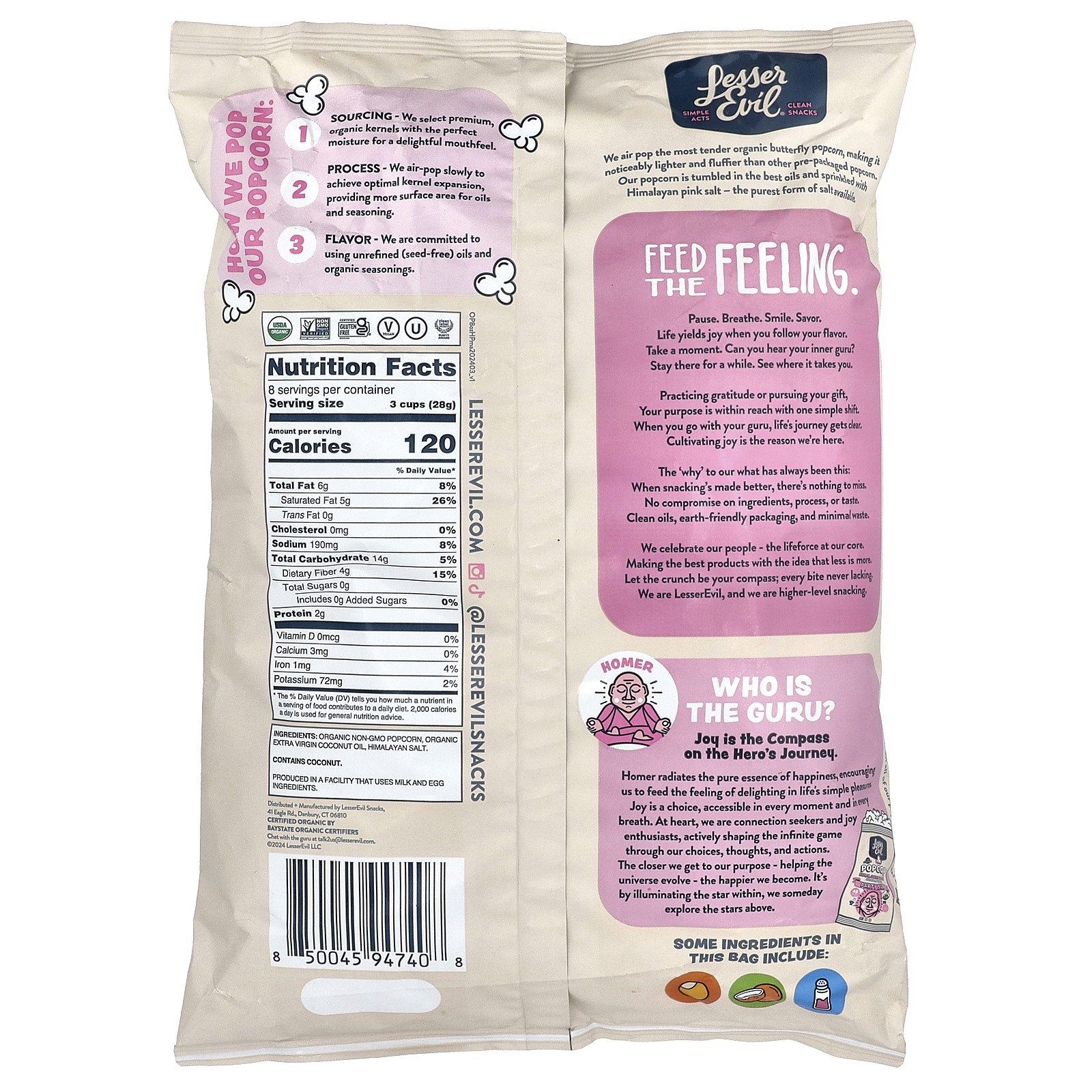 Popcorn, Himalayan Pink Salt, Party Size, 8 oz (227 g)
