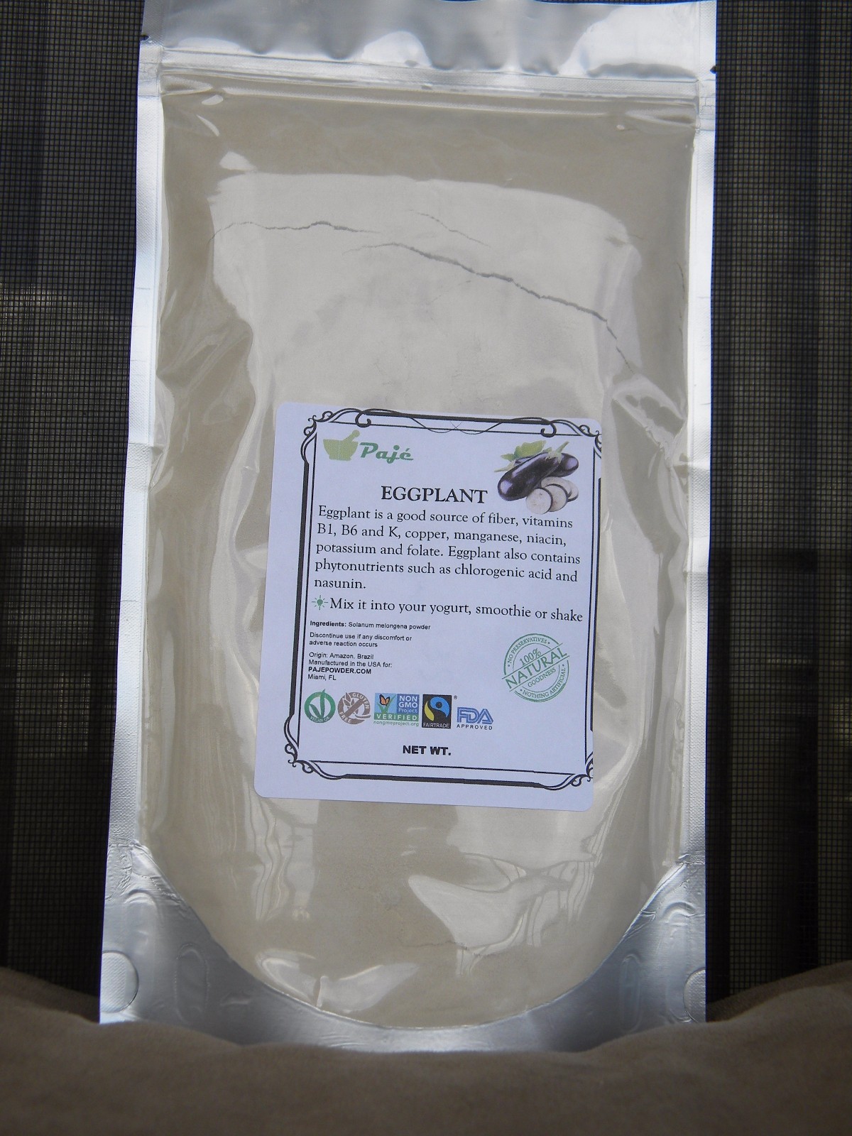 EGGPLANT POWDER 8oz – 1/2lb , digestive aid, fibers, gluten free, PAJE