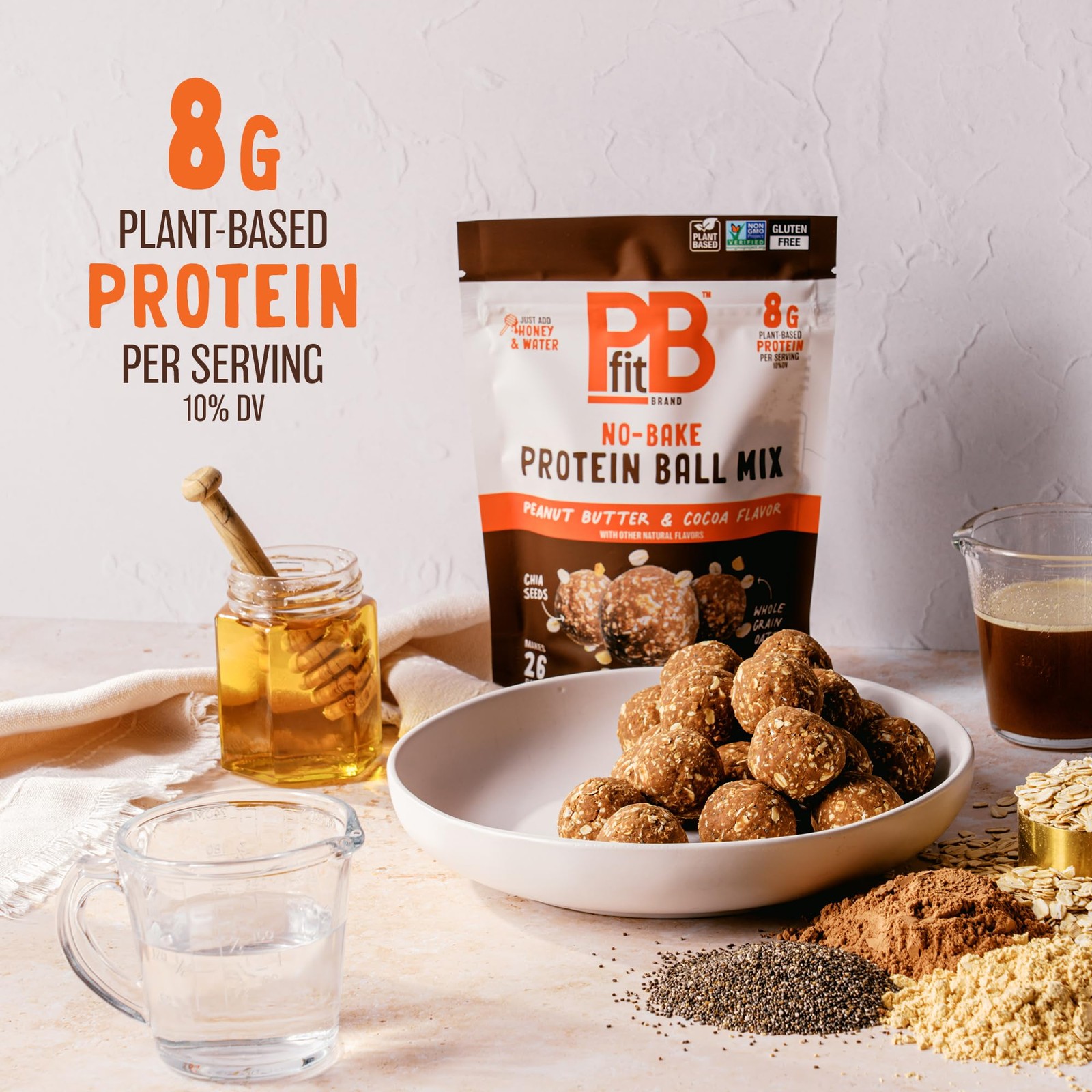 PBfit No Bake Peanut Butter & Cocoa Protein Ball Mix, 8g 1 Count (Pack of 1)