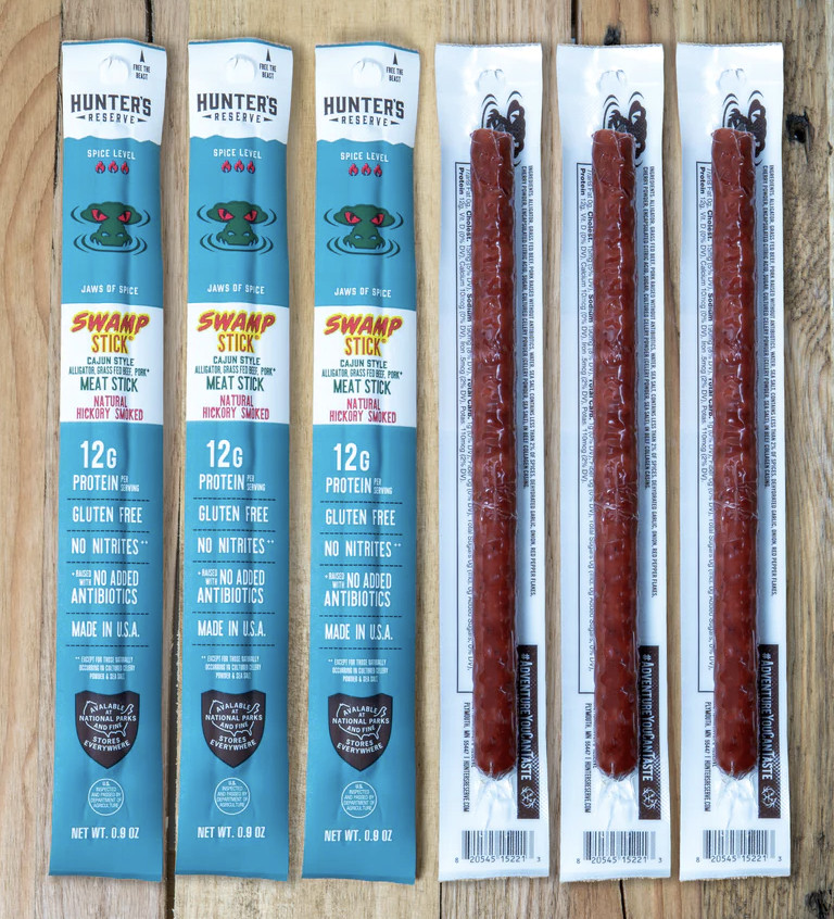 Hunter’s Reserve SWAMP STICK ALLIGATOR .9oz Trail Stick 6 PC EXOTIC MEAT STICK