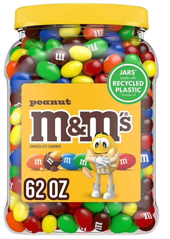 M&M’s Bulk Chocolate Candy, Peanut Milk Chocolate, Jar, 62 oz Fast Free Shipping