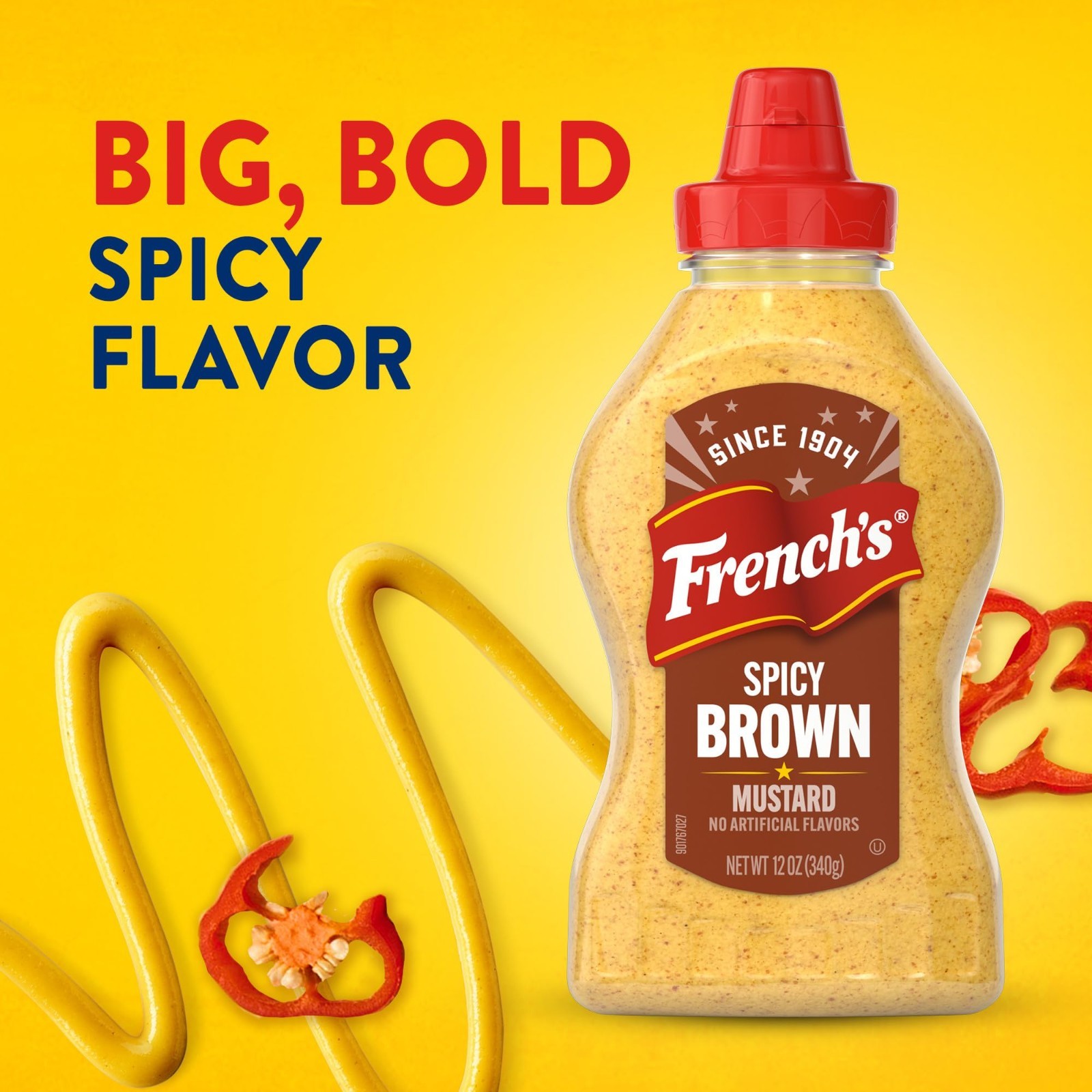 Spicy Brown Mustard 12 oz – Pack of 12, Gourmet Condiment for Sandwiches & BBQ