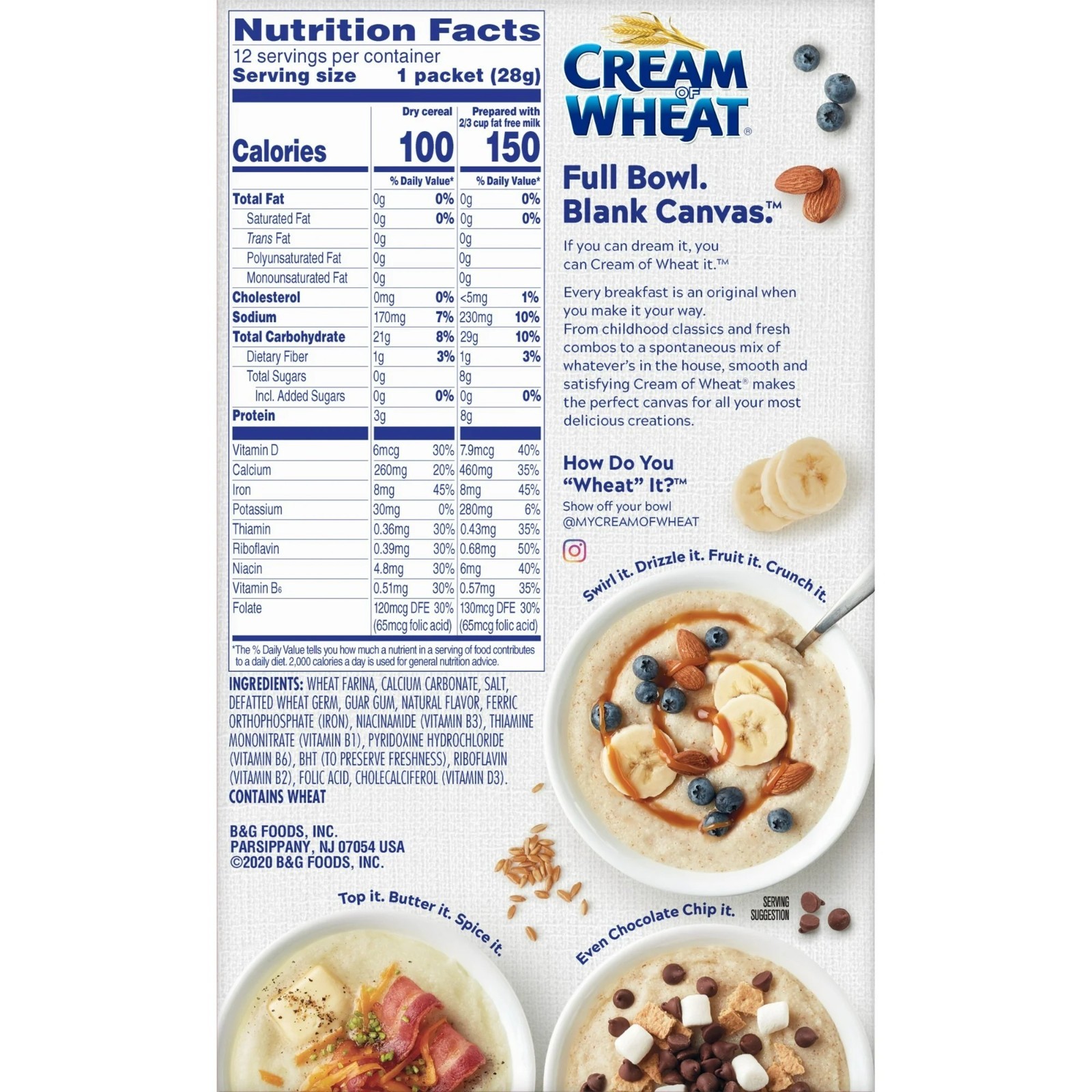 Cream of Wheat Instant ORIGINAL Hot Cereal 12 Packets in 1 Box 12 oz – 3 PACK