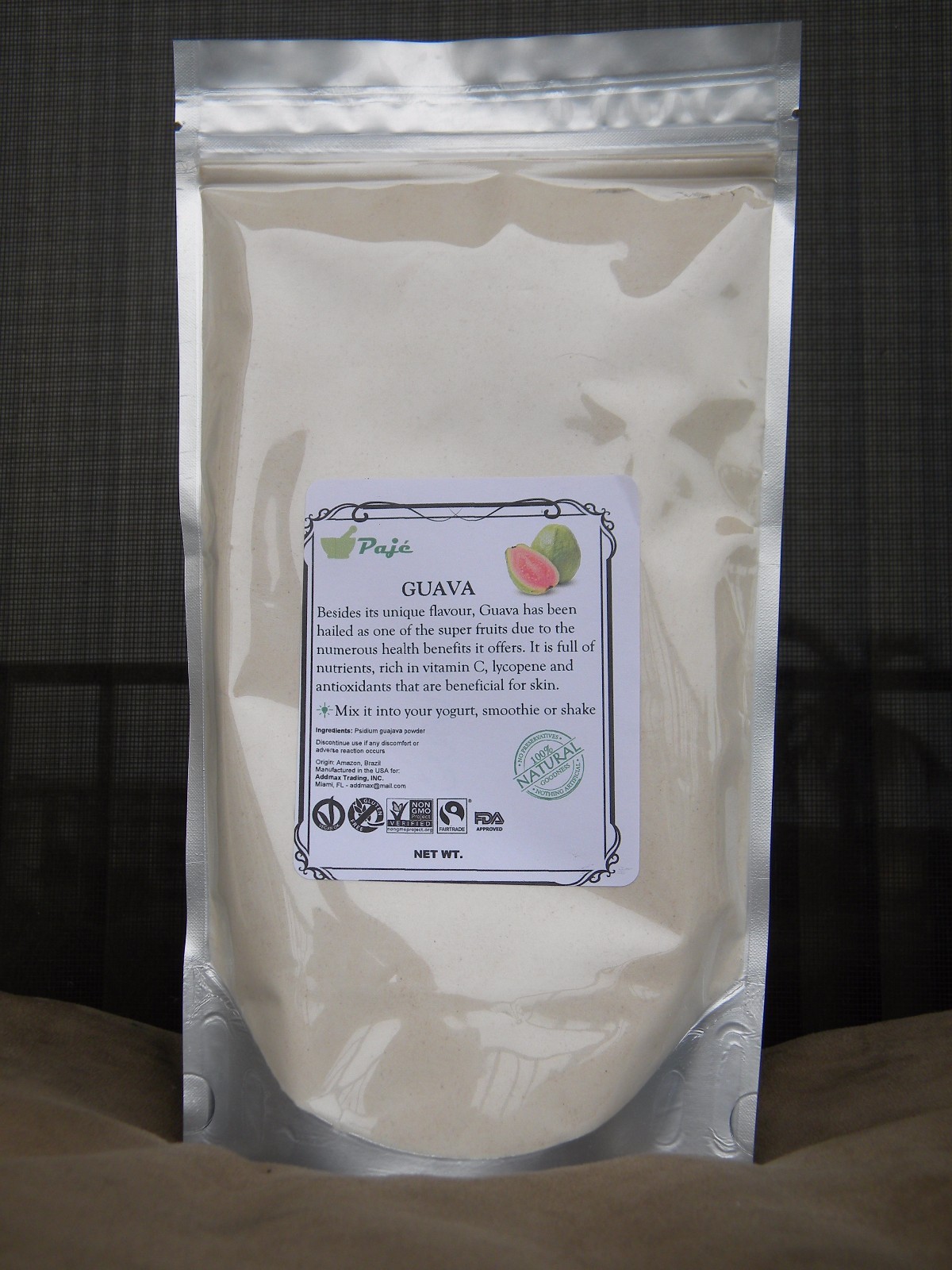 GUAVA goiaba freeze dried fruit powder 32oz 2lb PAJE SUPERFOODS, folate , mg, cu