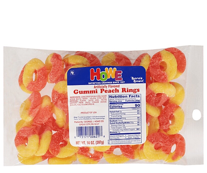 Peach Rings over- 2 Pounds – Gummy peach rings