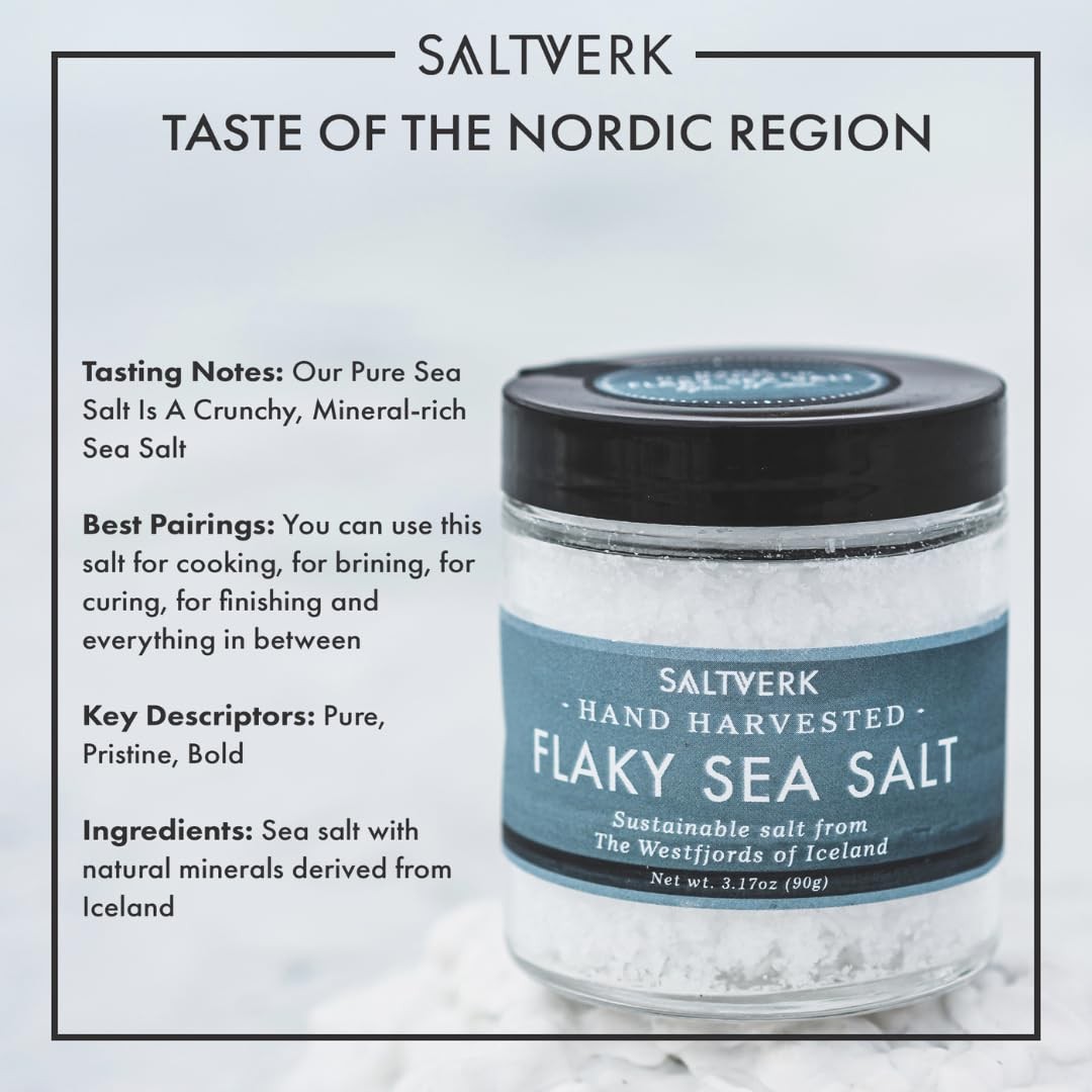 Sea Salt – , Icelandic, Hand Harvested and Sustainably Made – Flaky 3.17 Oz