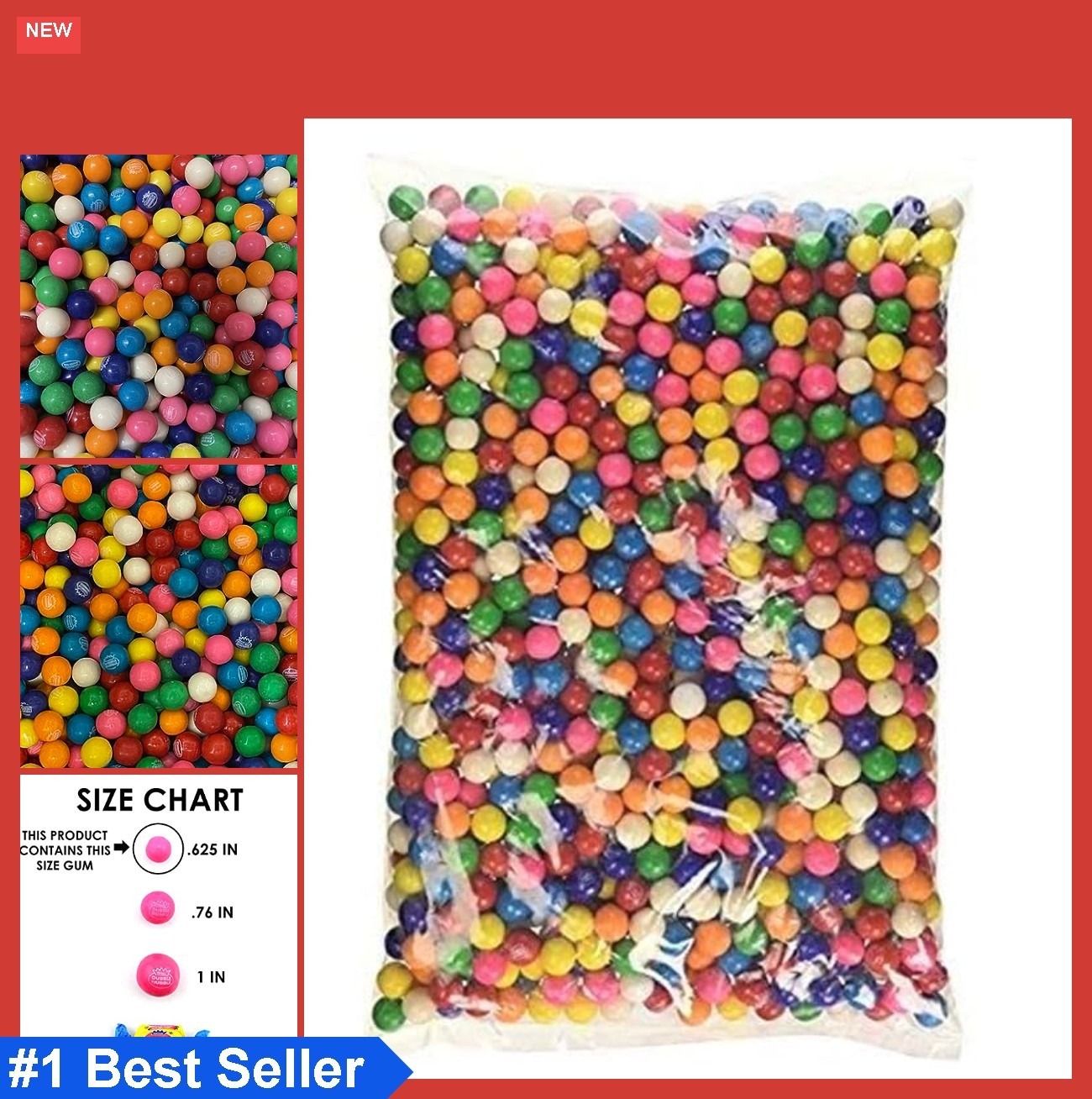 Bubble Gum Balls Bulk 2 Pounds 14 mm Multicolor Assorted Flavors Party Candy