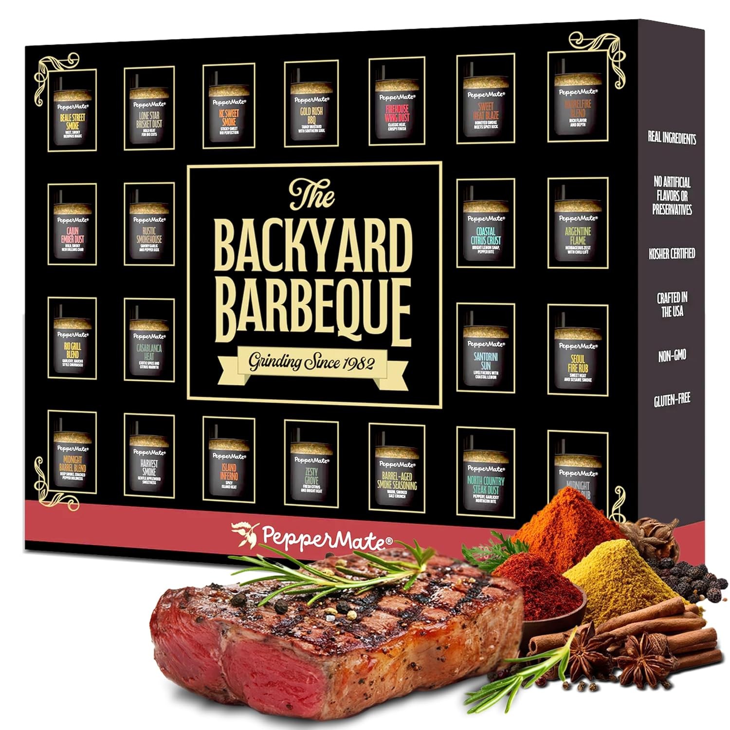 22-Spice Grilling Seasoning Gift Set Men All-Natural Non-GMO Rubs & Seasonings