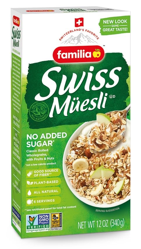 Swiss Muesli Cereal, 0g Added Sugar, Energy-Packed Cereal with Raisins, Hazel…