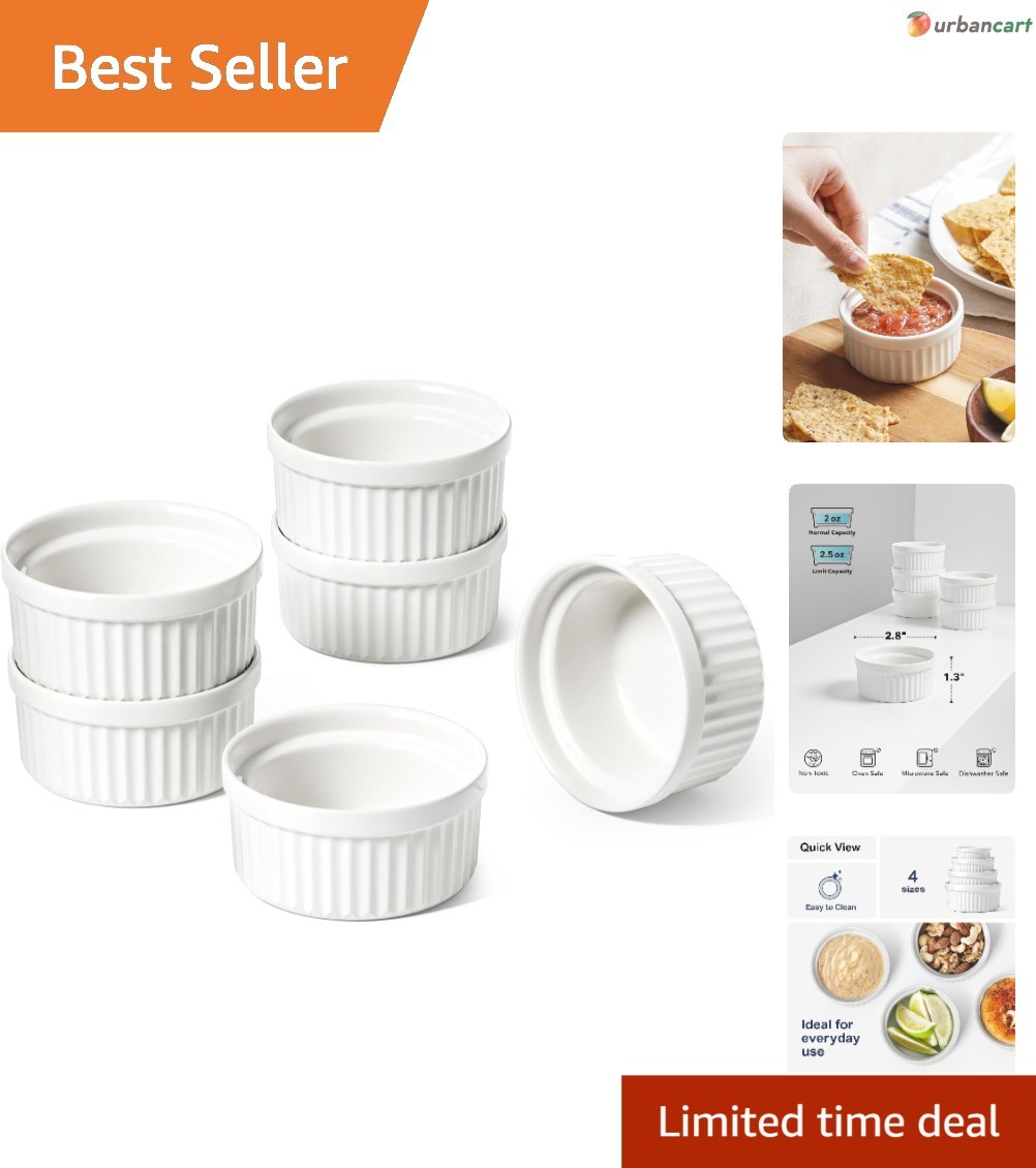 Elegant 6-Pack 2oz Ceramic Sauce & Dipping Bowls