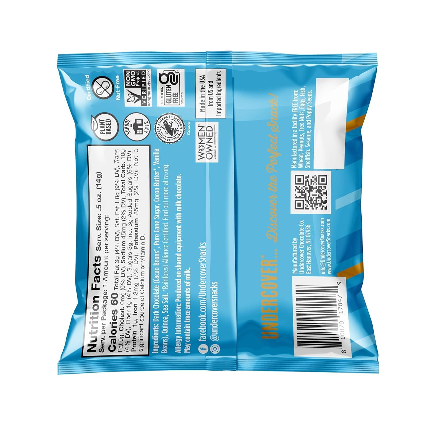 Chocolate Quinoa Crisps – Dark Chocolate + Sea Salt | 30-Count, Individually Wra