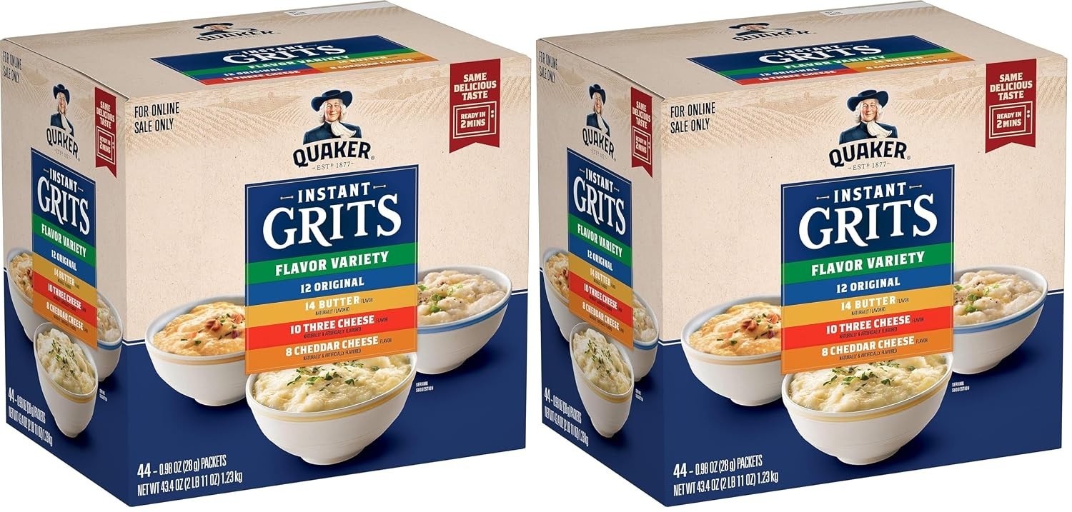 Quaker Instant Grits – 4 Flavor Pack, 88 Sachets for Healthy Breakfasts Anytime