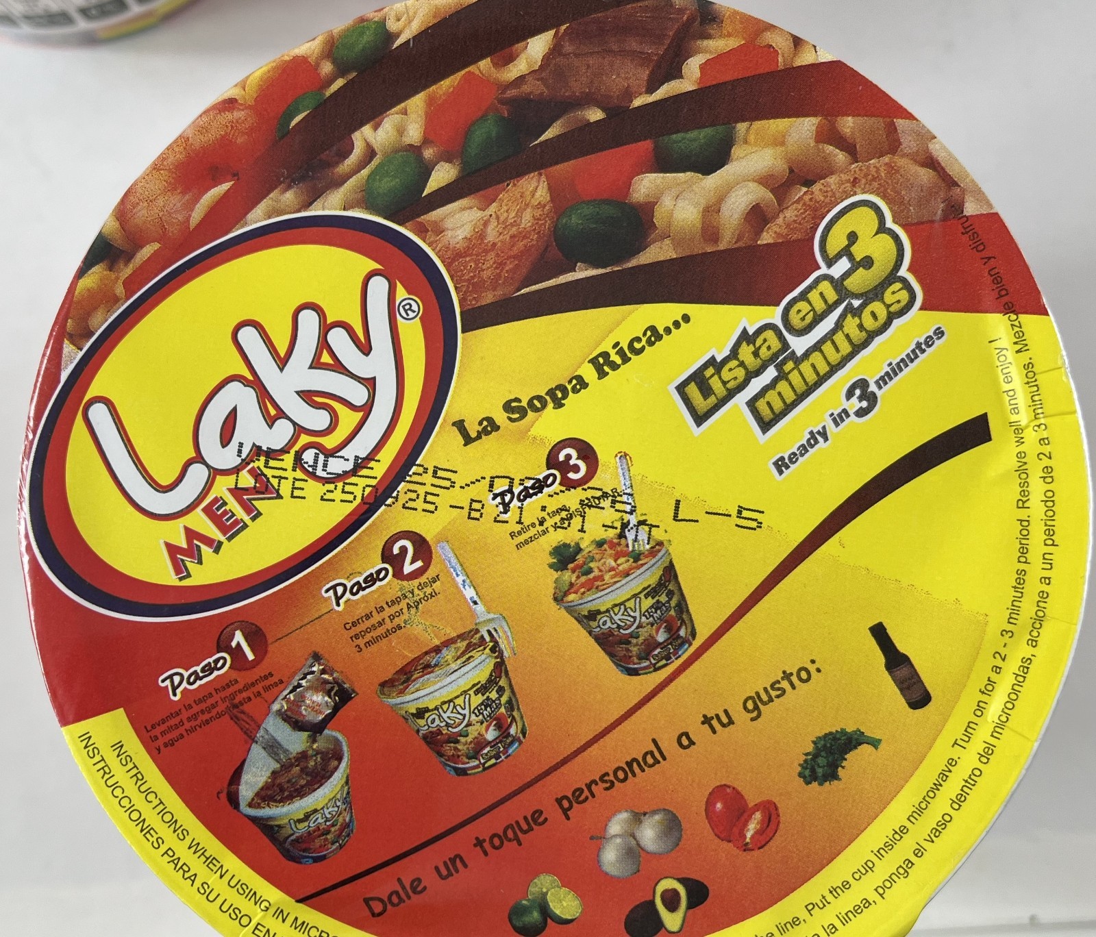 Laky men Shrimp flavor Instant soup 2.65 oz x 3 New. Product of Guatemala