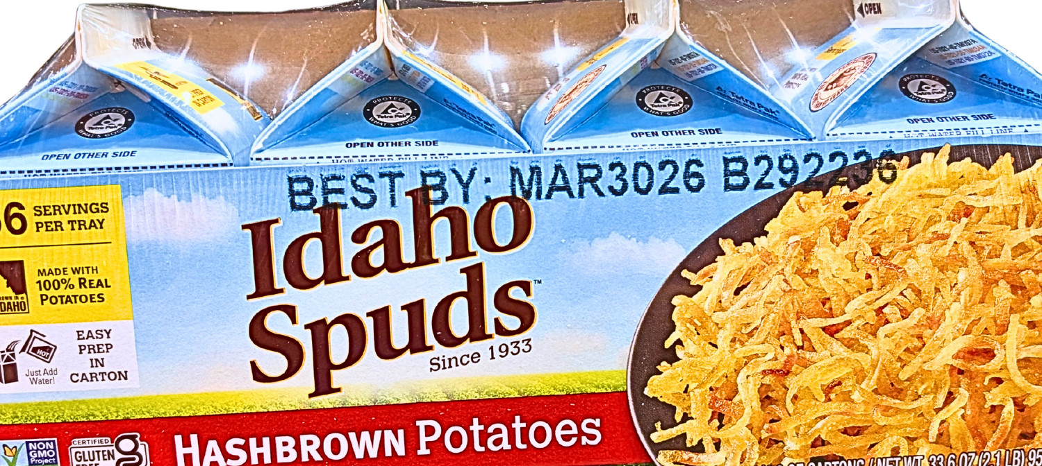 Idaho Spuds Premium Hashbrown Potatoes 8×42.2 Ounce Box EXP 03/2026
