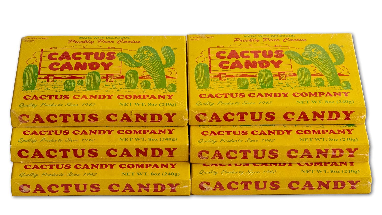 Cactus Candy Company 1/2 LB Box Arizona Prickly Pear Cactus Candy PACK OF 6