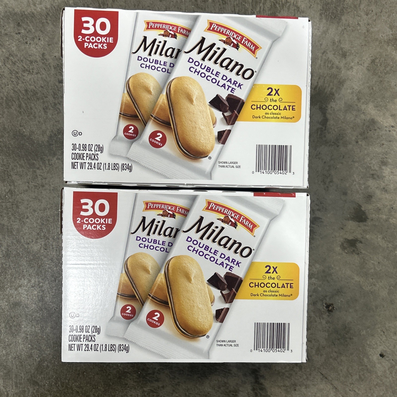 2-Pack Milano Cookies, Double Dark Chocolate, 0.98 oz, 30-count