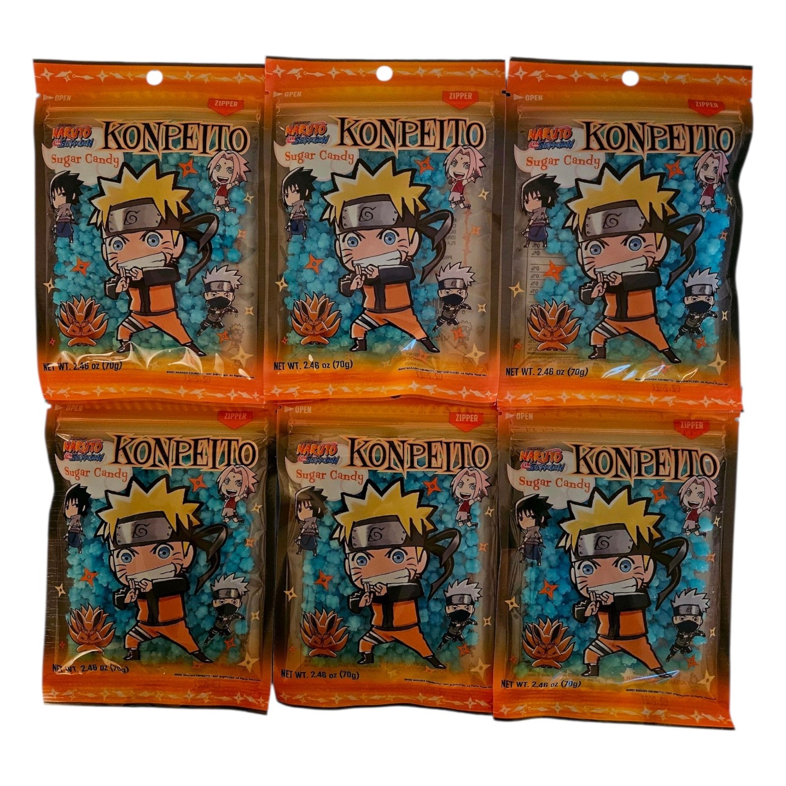Naruto Sugar Candy Konpeito Cider Flavor 70 g, Six (6) Packs – Free Shipping !