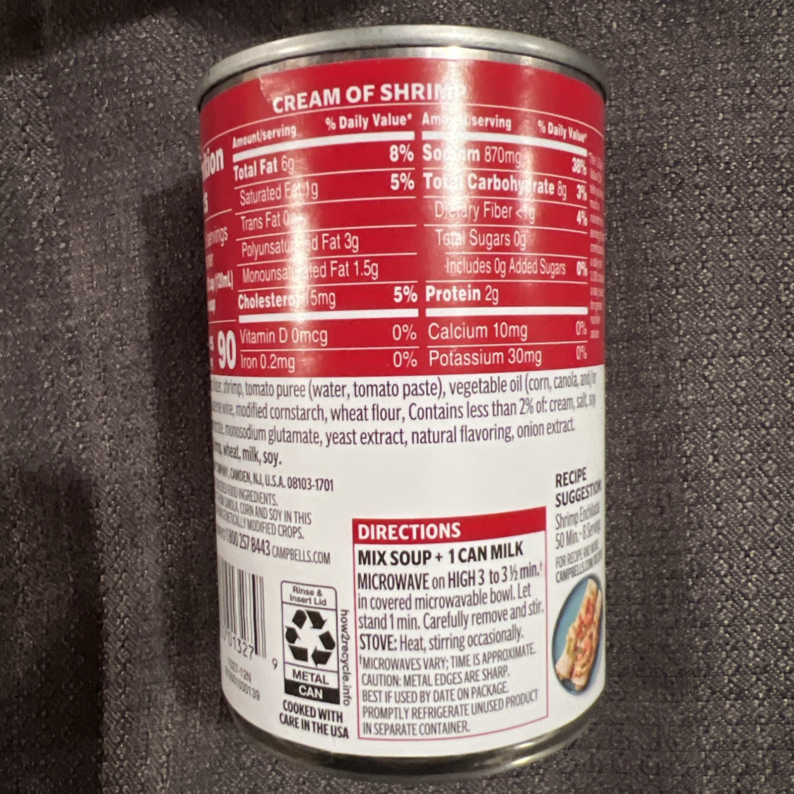 Campbell’s Condensed Cream of Shrimp Soup Lot Of 12 Cans 10.5 oz Exp Dec 2026