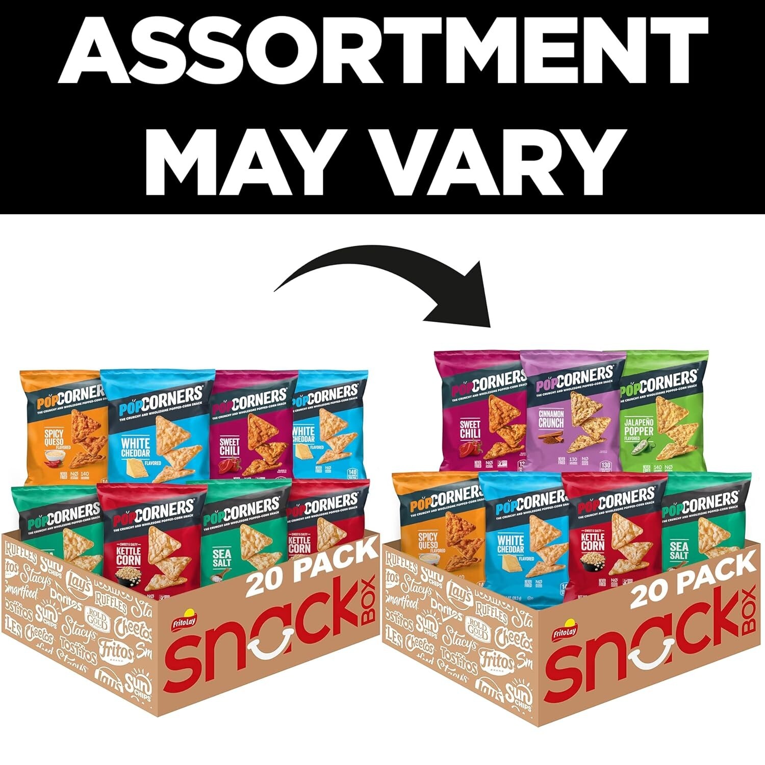 Wholesome 20-Pack Popped Corn Snack Variety – 1 Oz Each, Perfect for On-the-Go