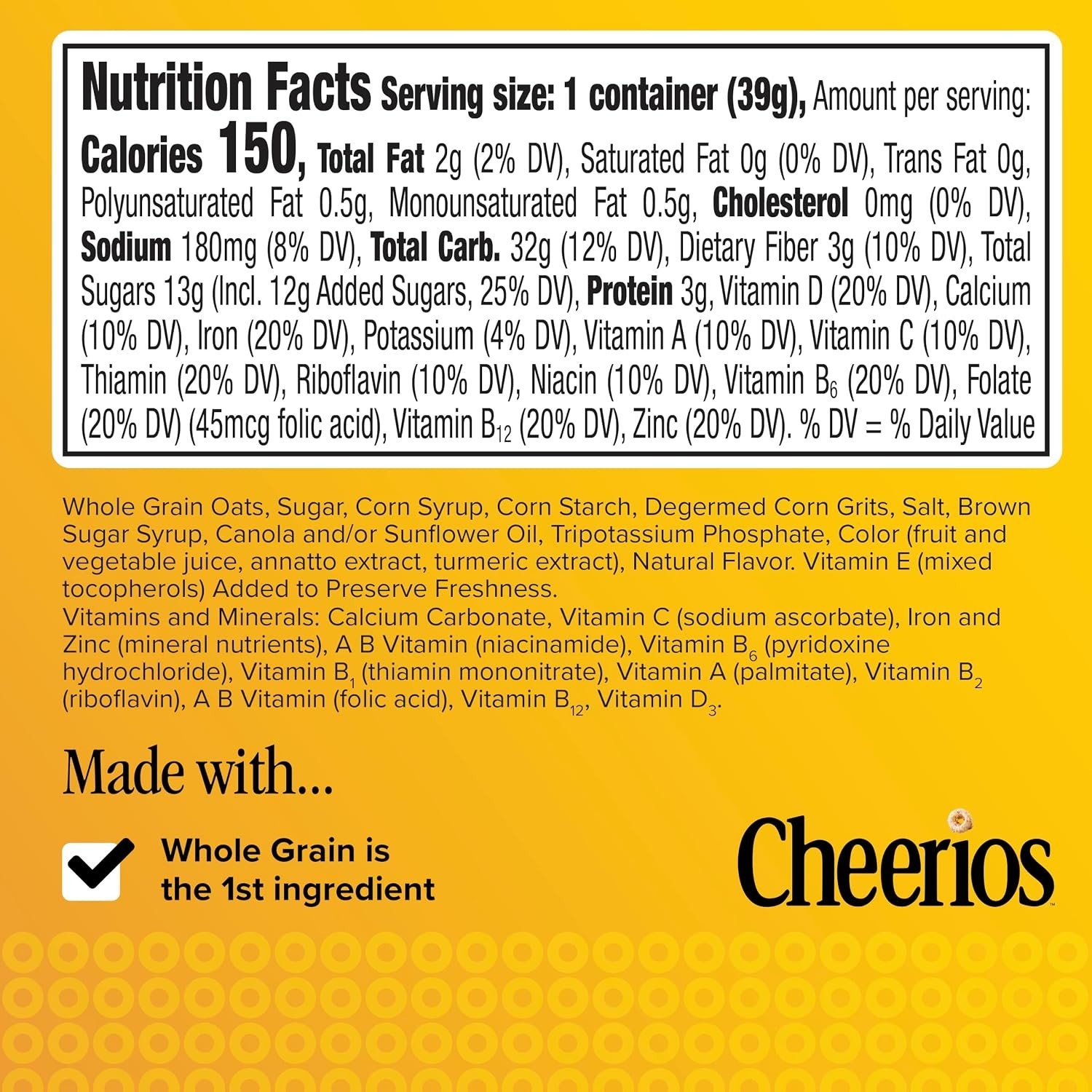 Confetti Cheerios Breakfast Cereal Cup, Gluten Free, Single Serve Cereal, 1.4 oz