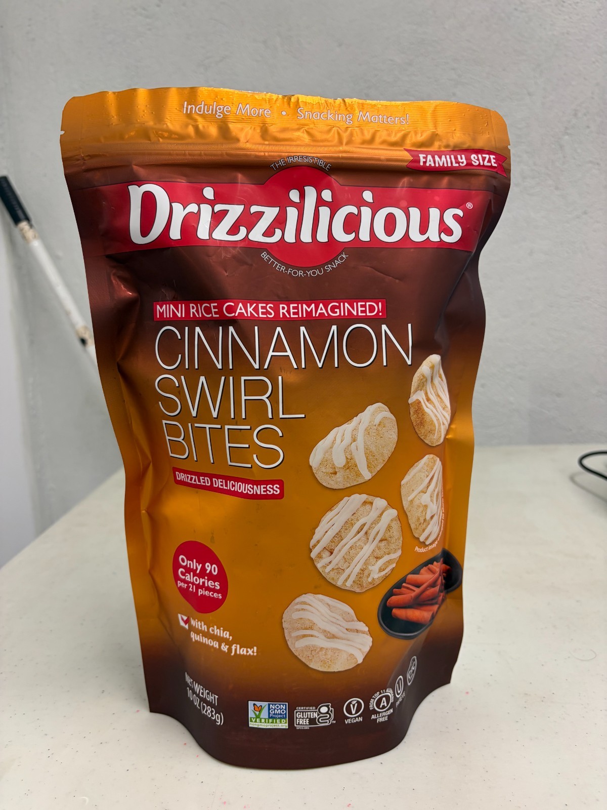 drizzilicious cinnamon swirl bites 10oz bag pack of 1 EXP 8/26
