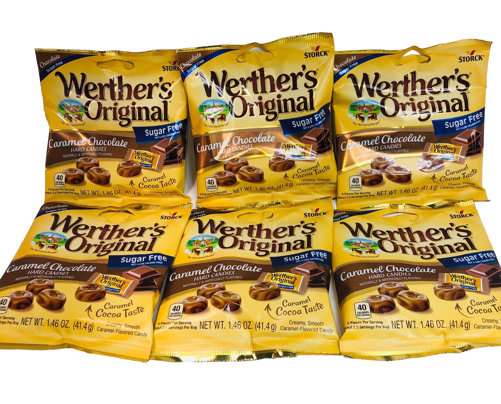 6 Werther’s Original Sugar Free Caramel Chocolate Hard Candy – 6 Pk Exp.08/2027