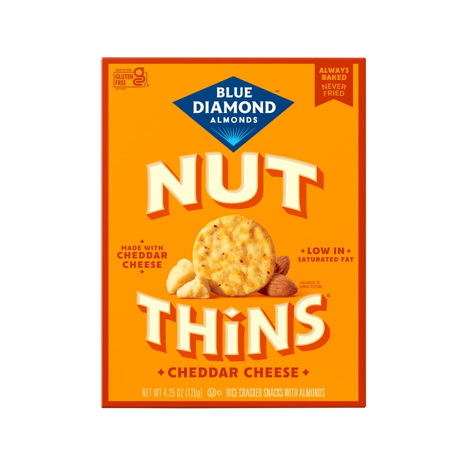 Blue Diamond Almonds Nut Thins, Cheddar Cheese, 4.25 Oz Ounce (Pack of 1)