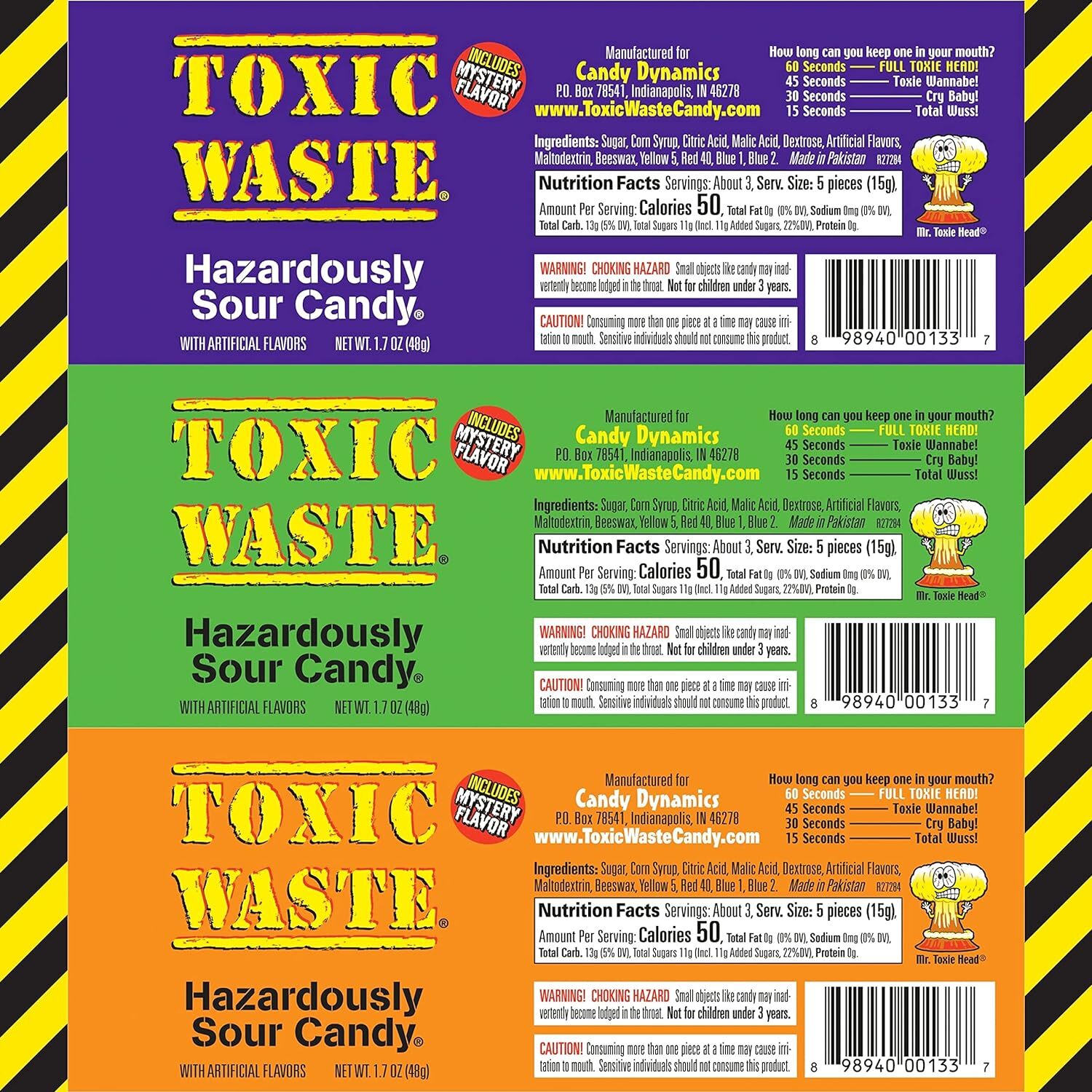 Toxic Waste Sour Candy Pack Of 3 Assorted Drums Ultra Sour Flavors 1 Mystery …