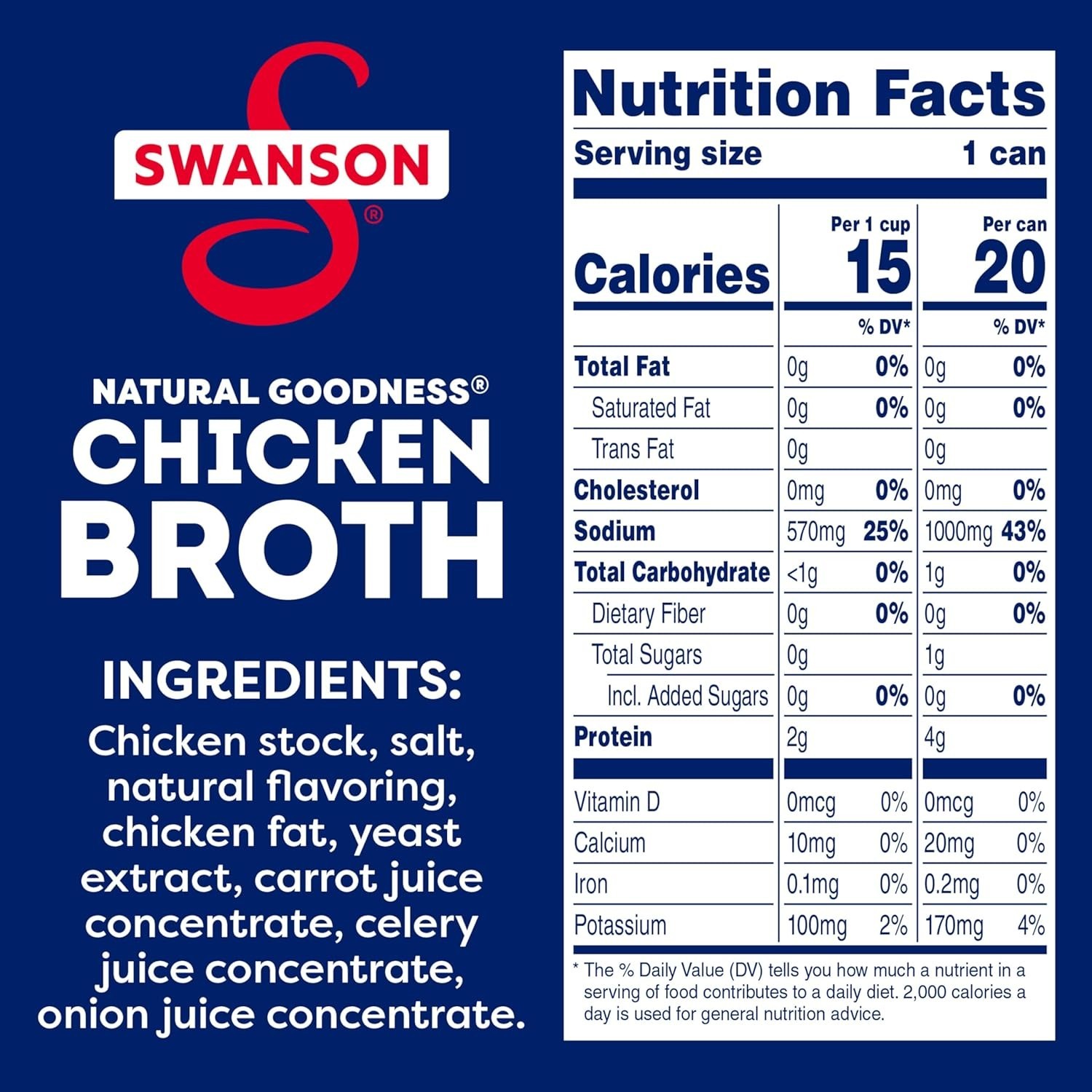 Natural Goodness 33% Less Sodium Chicken Broth, 14.5 oz Can