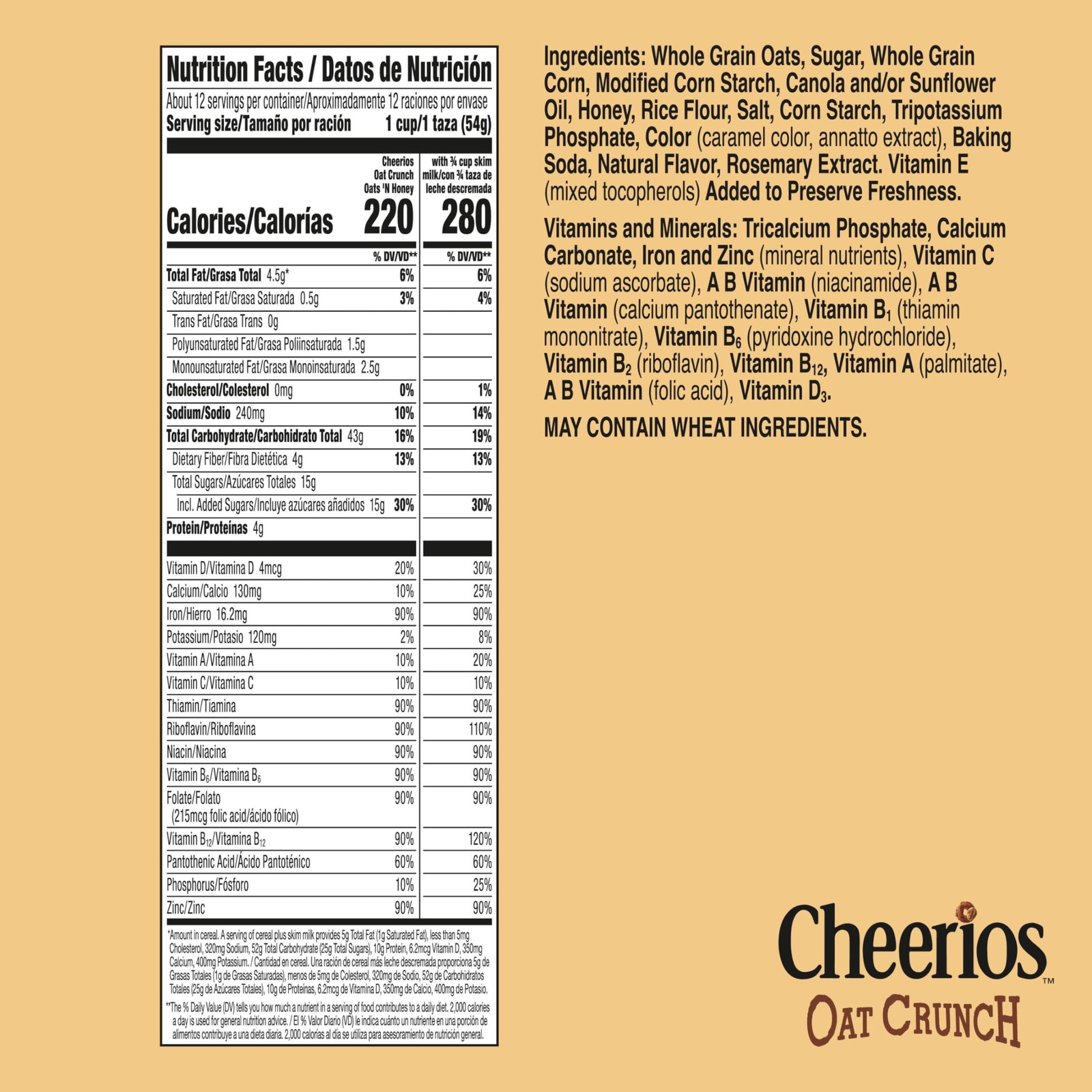 Cheerios Oat Crunch Oats ‘N Honey Breakfast Cereal, Made 24 Ounce (Pack of 1)