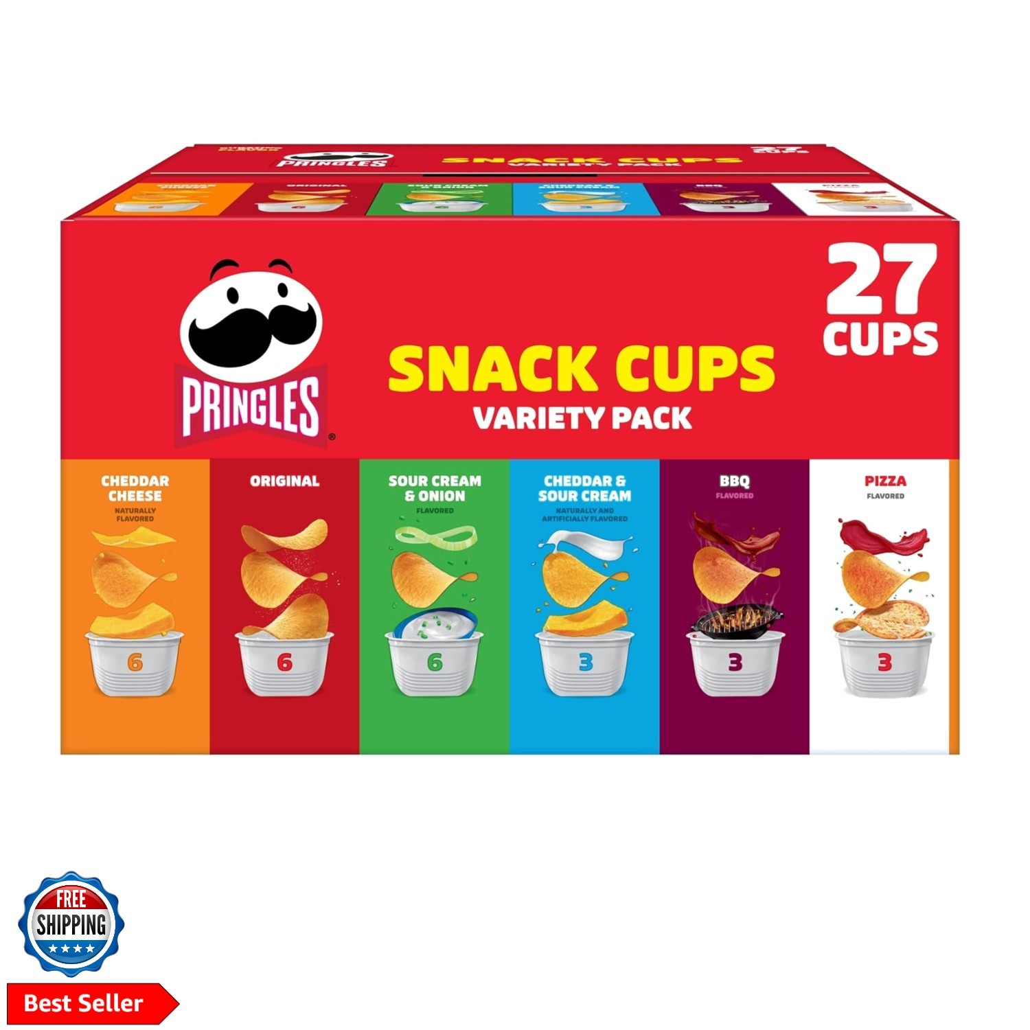 Potato Crisps Chips, Lunch Snacks, Snack Cups, Variety Pack, 19.5oz Box 27 Cups