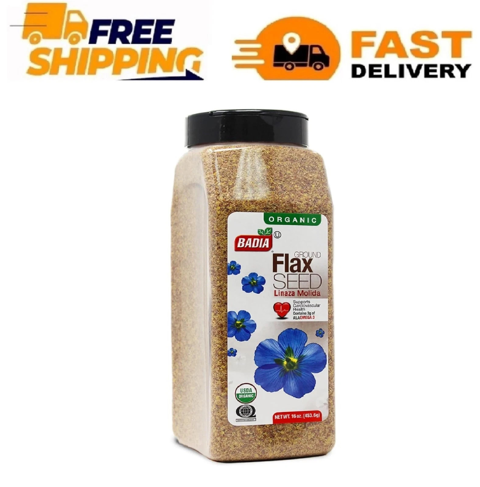 Badia Organic Ground Flax Seed, 16 oz Free Shipping