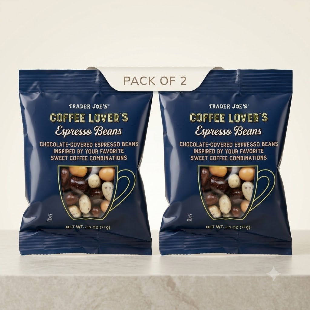 2 Pack Trader Joe’s Coffee Lovers Espresso Beans Chocolate Covered 2.5 oz Each