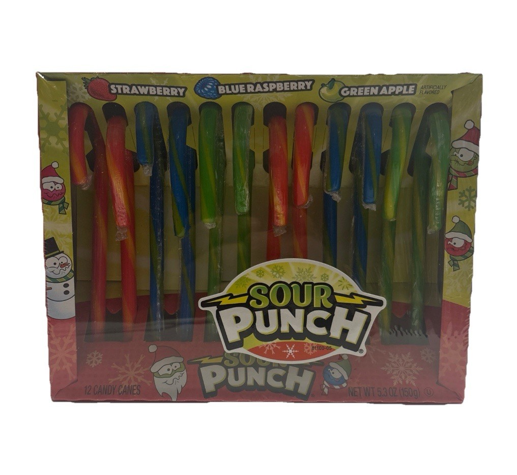 Sour Punch Assorted Flavored Christmas Candy Canes (SHIPS IN 24 HOURS)