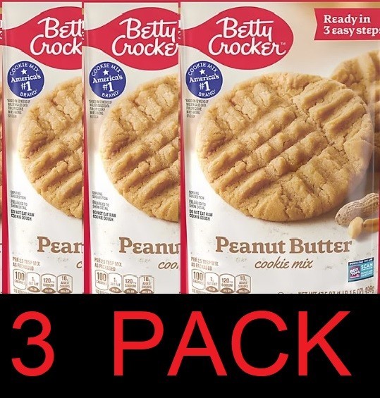 Betty Crocker Peanut Butter Cookie Mix 17.5 oz Packet – 3 PACK