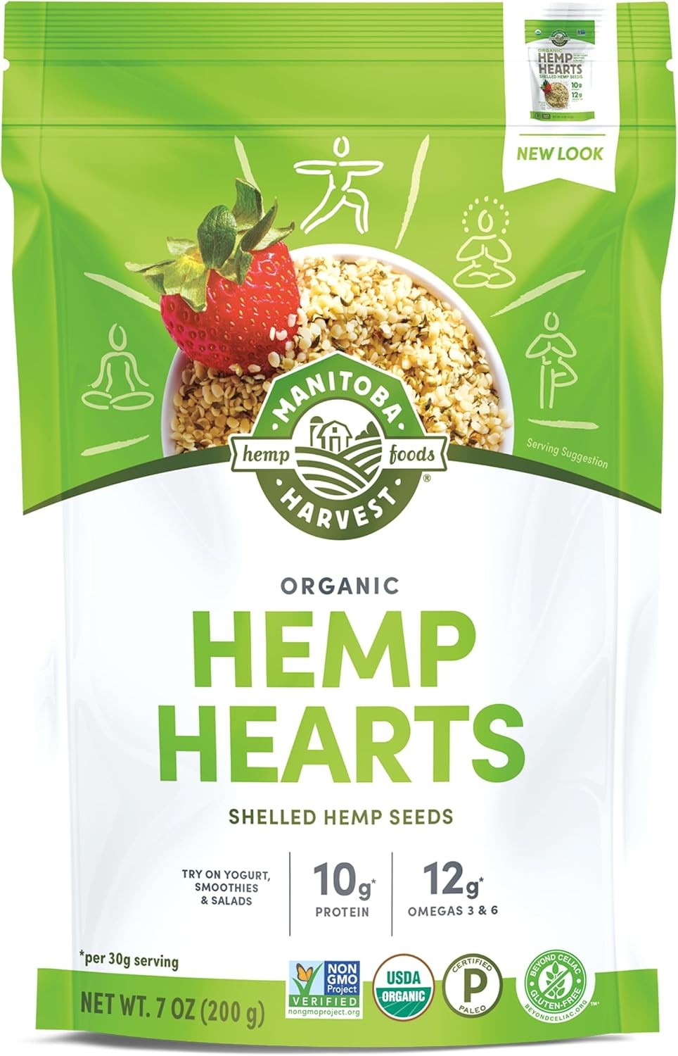 Manitoba Harvest Organic Hemp Hearts, Shelled Hemp Seeds – 7oz – 10g Plant Prote