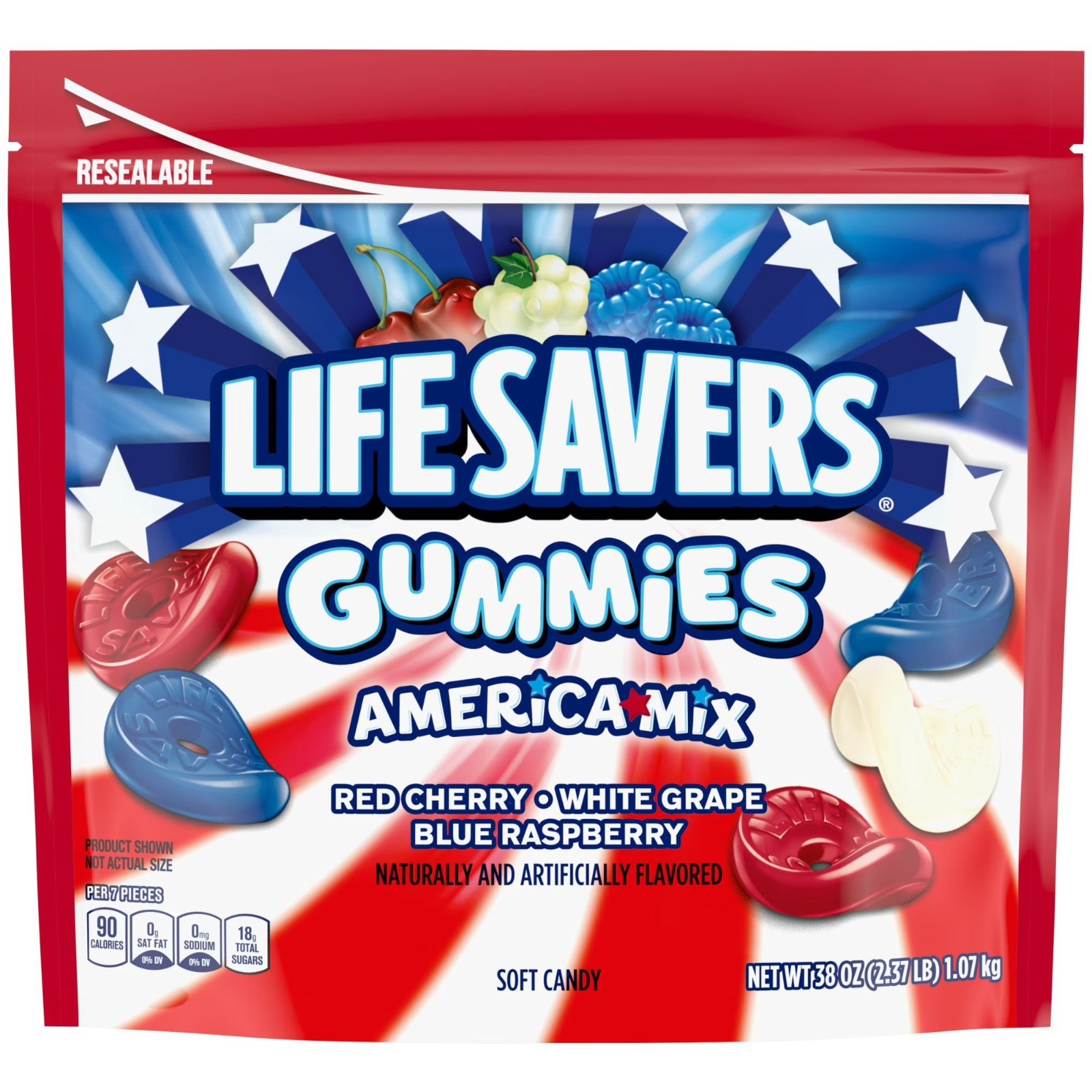 Lifesavers Red, White, and Blue Gummies, 38oz.